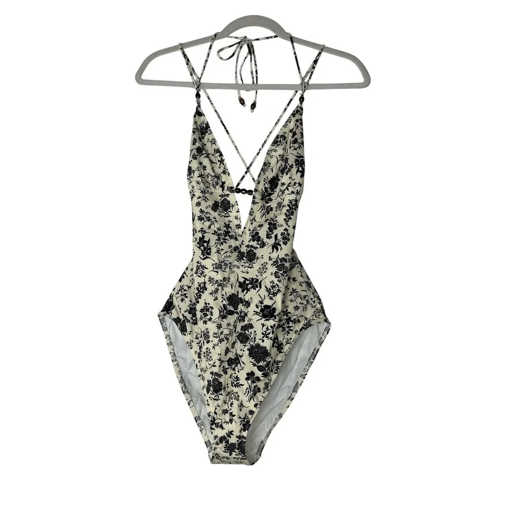 New ULLA Johnson One Piece Swimsuit Women's XL Floral Cross Back Beach Vacation
